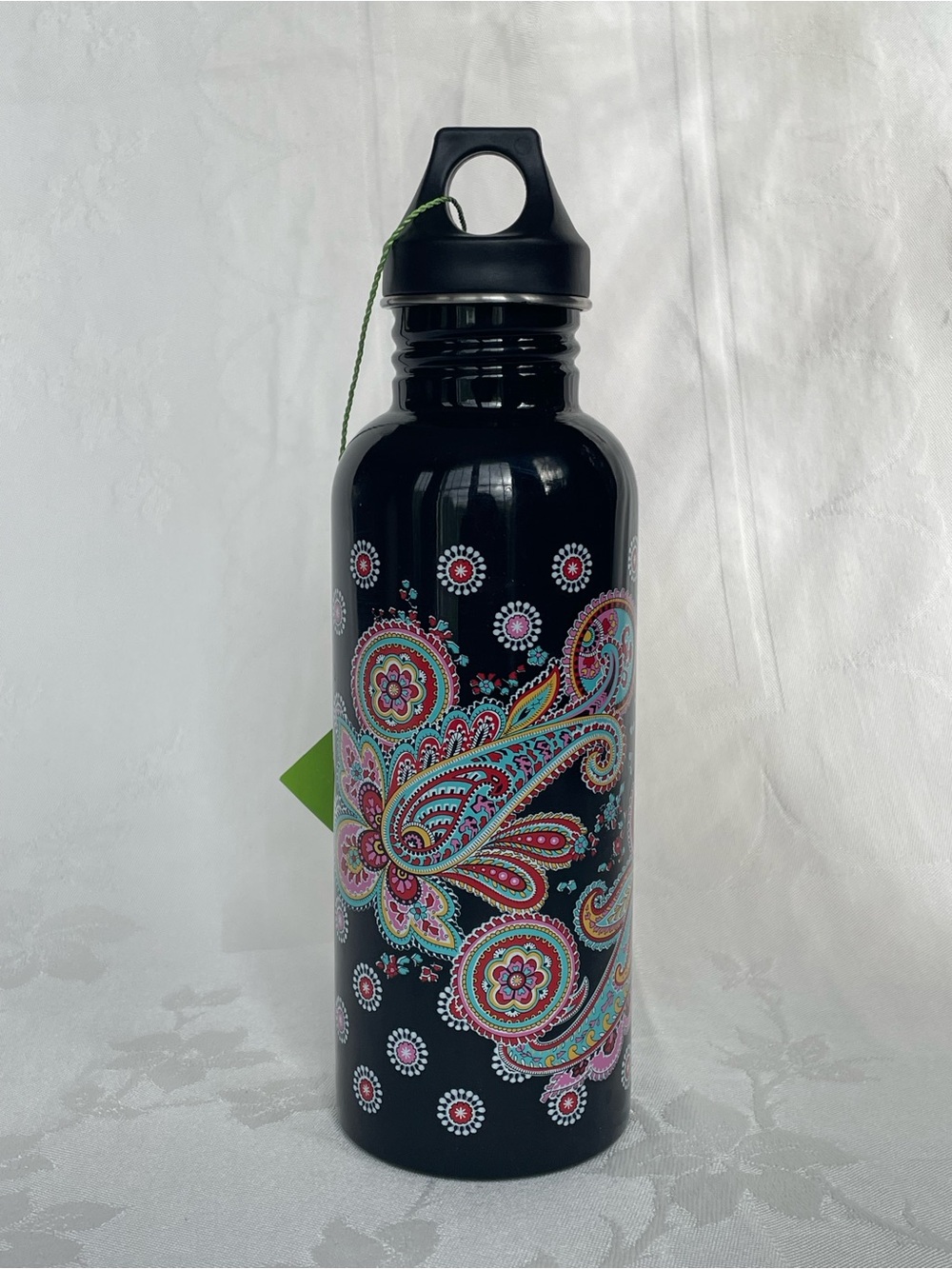 Vera Bradley Parisian Paisley Stainless Water Bottle 25oz Black Teal Retired NWT